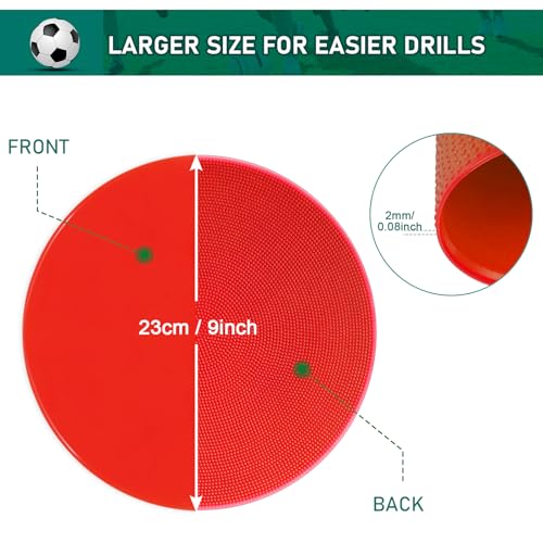 60 Pcs Poly Vinyl Spot Markers Rubber Floor Dots Non Slip Agility Markers Flat Field Cones for PE Gym Classes, Classroom Activities and Games, Soccer Basketball Sports Speed Agility Training - size: 9inch