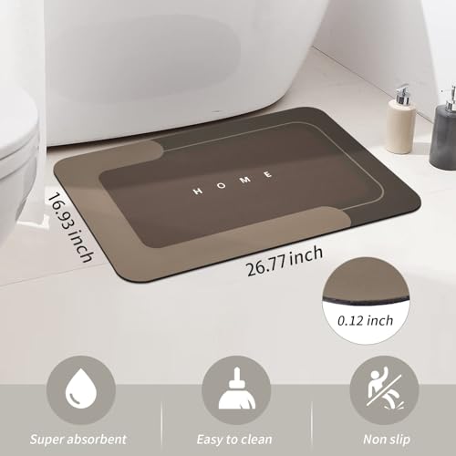 Housego Absorbent Bath Mat, Quick Dry Bath Rug, 16.93x26.77, Brown | Absorbent Bath Mat Magic Rug; Quick Drying Magic Bath Mat Non-Slip Floor Rug Rubber Backed for Bathroom Kitchen Shower Sink - color: Brown, size: 1'5" x 2'3" (Rectangular)
