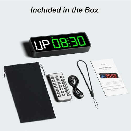 Acedeck Portable Gym Timer Clock: Fitness Digital Clock with Strong Magnet - Remote Control for Fitness Enthusiasts - Powerful Battery for Home Gym Garage Boxing - color: Green+black