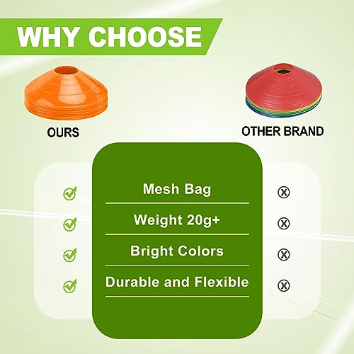 Ashsajkd(Set of 25/50/100 - Agility Soccer Cones with Carry Bag and for ， Football Cones for TrainingFootball, Basketball, Coaching, Agility Cones for Indoor and Outdoor Games - color: A-50 Pack Orange