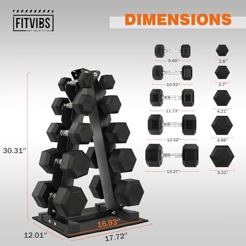 Fitvids Rubber Coated Hex Dumbbell Set with Storage Rack, 100/150/200/550 LB Hand Weight Set with Anti-Slip Grip for Home Gym - size: 150LBS Set