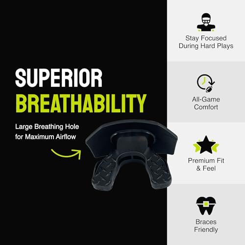 DAMAGE CONTROL Youth Football Mouth Guard – Breathable No Boil Mouthpiece, Protects Lips & Teeth, Works with Braces, Includes Helmet Strap – Sports Gear & Accessories (Blurr) - color: Blurr