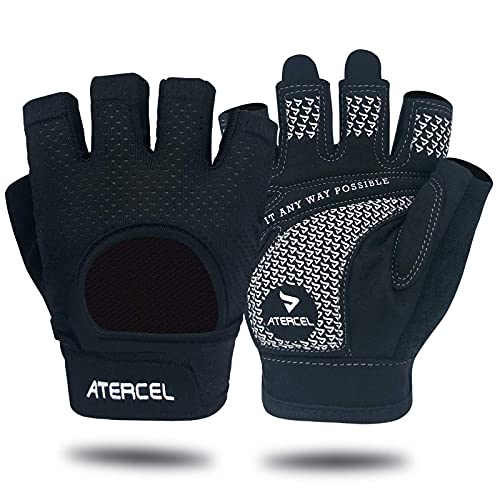 ATERCEL Weight Lifting Gloves Full Palm Protection, Workout Gloves for Gym, Cycling, Exercise, Breathable, Super Lightweight for Mens and Women - color: Black, size: X-Large