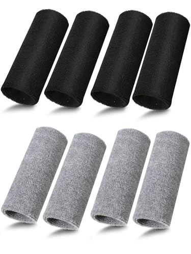 Sumind 8 Pieces 6 Inch Wrist Sweatband Sports Wristbands Tennis Elastic Athletic Wristband for Men and Women Wide Wrist Protection Band Long Size for Basketball Running - color: Black, Grey