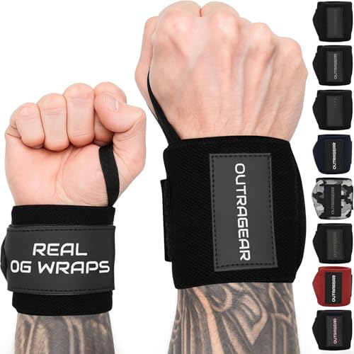 18" OG-Grade Wrist Wraps for Weightlifting – Heavy Duty Wrist Support with Thumb Loop & Lockdown Strap – Wrist Straps for Powerlifting, Bench Press & Gym Training - style: Classic Black