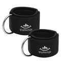 Ankle Straps Wrist Cuffs 5.5mm Neoprene Padded Large D-Ring for Cable Machines Fitness Legs Exercise Attachment Adjustable - color: Black