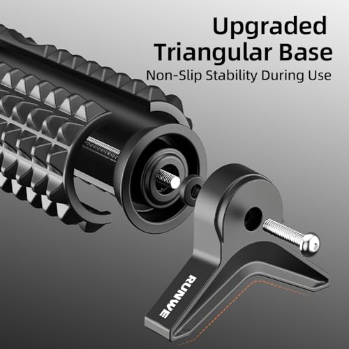 RUNWE Foam Roller with Stand - Bracket Foam Roller for Back Pain, 21 inch Trigger Point Deep Tissue Massage Roller, Medium Density Grid Bracket Foam Rollers, Leg Roller for Muscles Deep Tissue - color: Black