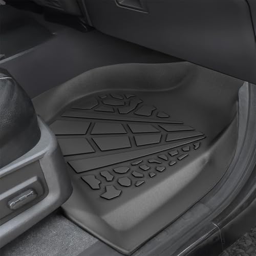 KARPAL Floor Mats for 1999-2007 Ford F250/ F350/ F450 Super Duty Crew Cab Carpet Floor, Custom Fit TPE All Weather Ford F250 Accessories 1st & 2nd Floor Liner - style: 1999-2007 | For Ford Super Duty F-250 | 1st & 2nd Row