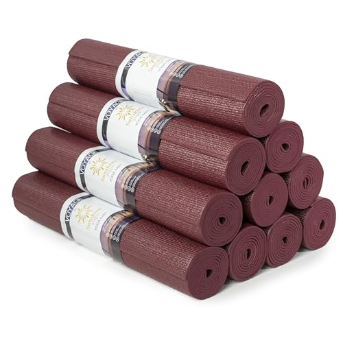 Voyage 5mm Studio Yoga Mats, 10 Pack, 72x24in - color: Burgundy