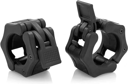Olympic Barbell Clamps Collars Quick Release Pair Weight Clips for 2 inch Barbell BLACK - color: Black
