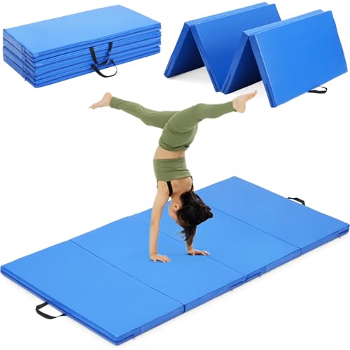 Gymnastics Mat, 3FTx6FT / 4FTx8FT 2" Thick Folding Kids' Gymnastic Tumbling Mat for Home Gym Exercise & Play - color: 3x6FT-Blue