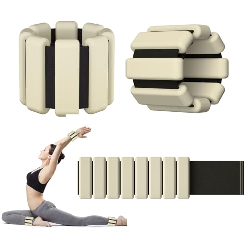 Ankle Weight Wrist Weight 2 Pack 1lb Each Adjustable | Arm and Leg Weight, Women and Men, Pilates Gym Yoga Aerobic, Strength Training - color: Beige