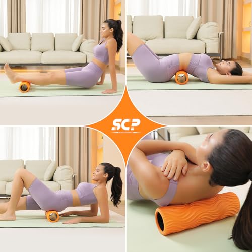 SUBCULTUREPICK Foam Roller - Muscle Massage Roller for Back Pain & Stretching - Ergonomic Wide Wave Textured - Deep Muscle Massage Pilates Yoga, Athletics, Fitness Exercise for Whole Body - color: Orange