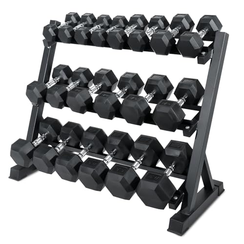 Ritfit 5-650 LBS PVC Encased Hex Dumbbell Sets with Optional Rack for Home Gym, Hand weight with Chrome Handle for Strength Training,Workouts - style: (5+10+15+20+25+30+35+40+45)450LBS SET