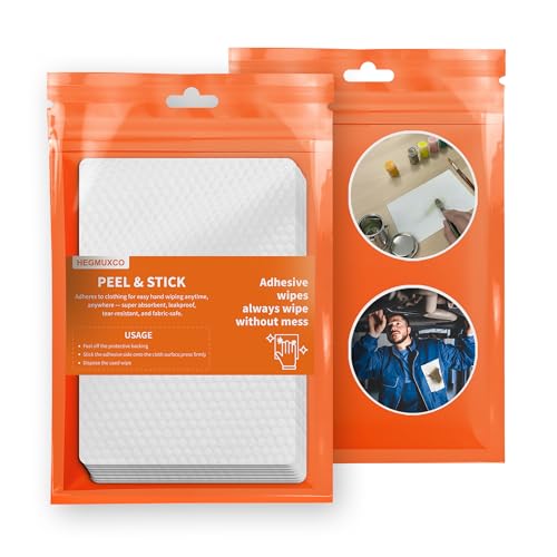 Peel and Stick Multi-Use Cleaning Wipes - Hand Quick Clean, Adhesive Clothing Protectors, Heavy Duty Cleaner Wipes for Painters, Mechanics, Disposable, High Absorbency 6 x 10 in, 10 Count (Pack of 1) - size: 10 Count (Pack of 1)