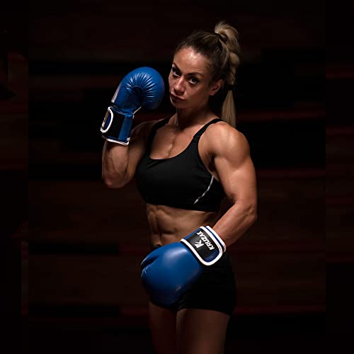 Kruzak Boxing Gloves for Men & Women, Sparring & Kickboxing Gloves, Muay Thai & MMA Gloves, 8-16 oz - color: Blue, size: 10 oz