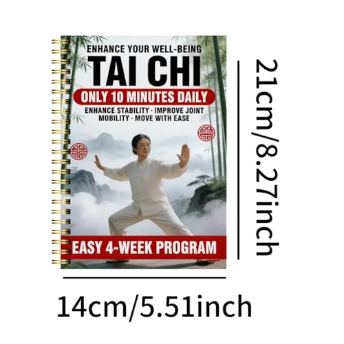 4-Week Tai Chi Balance Planner for Seniors – 10-Minute Daily Routine Log, Mobility & Stability Tracker, Easy-to-Follow Spiral-Bound Fitness Journal
