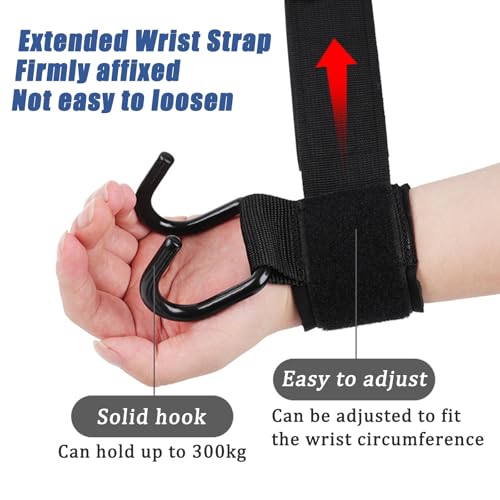 Weight Lifting Hooks for Deadlifting (Pair), 660Lbs Capacity Non-Slip Wrist Support Straps for Men & Women, Gym Wrist Wraps for Pull Up, Fitness, Strength Training, Bodybuilding Workout
