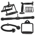 Cable Attachments for Home Gym, Made of Heavy Duty Solid Steel, LAT Pulldown Attachment, Weight Machine Accessories, Straight Pull Down Bar, Tricep Rope, Exercise & Double D Handle - style: Set of 5