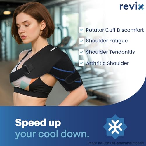REVIX Shoulder Ice Pack Wrap & Brace for Rotator Cuff & Arm | Reusable Gel Shoulder Brace for Surgery Recovery, Rotator Cuff & Muscle Relief, for Men & Women - size: Medium, style: Black, 1 Gel Pack+1 Shoulder Brace