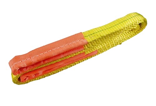 Everest C1130-2" x 3' Yellow Flat Sling Eye to Eye/Lifting Sling for Construction, Lifting, Moving, Hoisting - Strap Heavy Duty - 1-Pack 6400lbs WLL