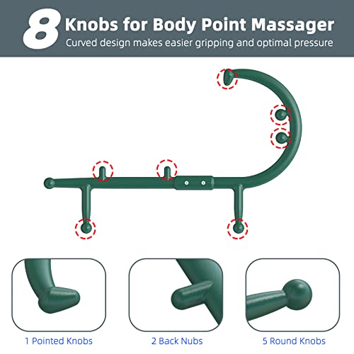 Back and Neck Massager - Greeen | for Trigger Point Fibromyalgia Pain Relief and Self Massage Hook Cane Therapy - color: Green