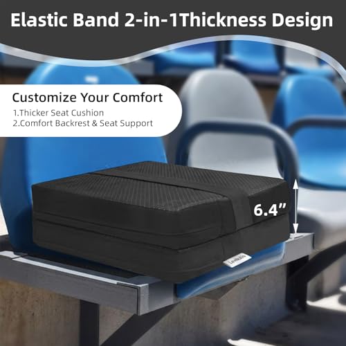 2 PCS Stadium Seat Cushions,Portable Waterproof Bleacher Pads with Handle,2.2" Foam Stadium Pads with 900D Oxford & Water-Repellent Lining for Indoor Outdoor Events - color: Dark Grey, size: 3.2''