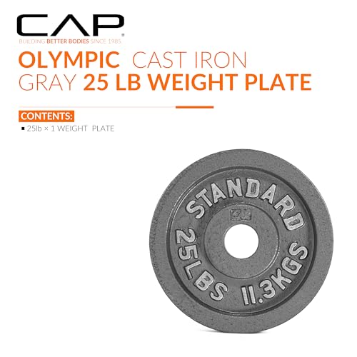 CAP Barbell 2-Inch Olympic Weight Plate | Multiple Options - size: 25 lb - Single, style: Classic - Grey