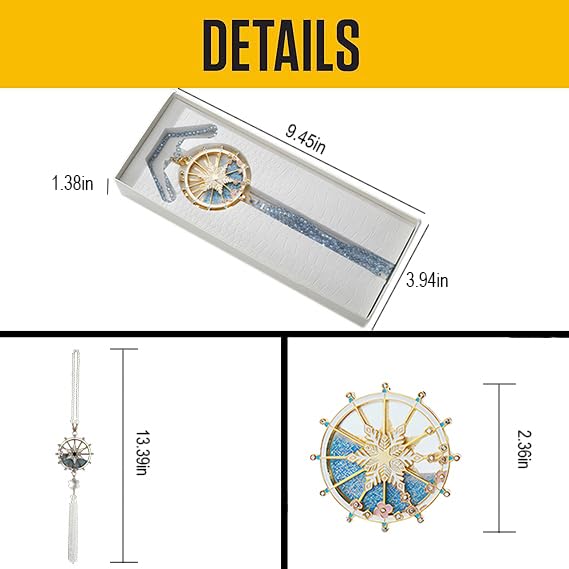 Nautical Ship Wheel Snowflake Crystal Car Charm, 24K Gold Plated Rearview Mirror Hanging Ornament with AB Crystal Tassel, Luxury Winter Car Interior Gift for Women (Ferris Wheel 3)