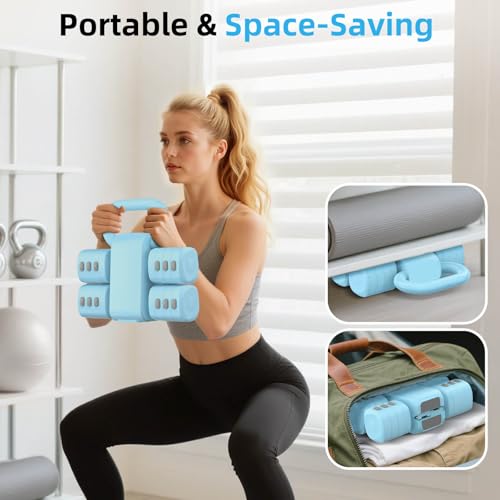 2-in-1 Adjustable Dumbbell Set, 4-Level Weights for Women | Convertible Dumbbell & Kettlebell, Adjustable 2.2-5.5lb Each, Quick-Change Button, Compact for Home Gym, Office & Outdoor - color: Blue
