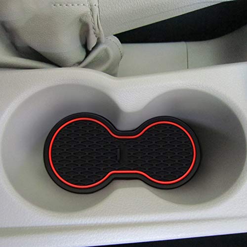 Dreamseek Interior Door Slot Mat Full Kits for Ford Focus 2012 2013 2014 Non-Slip Rubber Cup Holder Liner Insert Gate Groove Pad 15Pcs (Red)