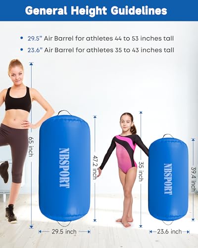 Air Barrel - Air Roller Gymnastics Barrel for Back Handspring Trainer, Air Tumble Mat with Pump for Gym Training/Yoga Balance Exercise/Cheerleading/Home and Outdoor Use - color: All Blue, size: 39.4x23.6inch