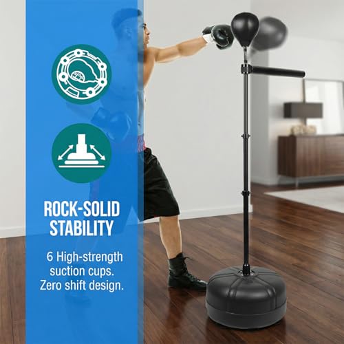 SYNTECSO Spinning Reflex Bar with Punching Bag, HAdjustable Height Boxing Bar, Boxing Speed Trainer for Home Gym