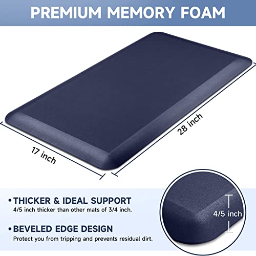 StepRite 4/5 Inch Thick Kitchen Mat Anti Fatigue Mat Kitchen Rugs Kitchen Decor Non-Slip, Stain & Water Resistant, Kitchen Mats Desk Mat for Kitchen, Office, Workshop, Blue, 17'' x 28'' - color: Blue, size: 28"L x 17"W x 0.8"Th
