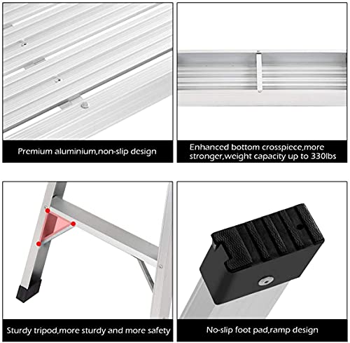 Aluminum Work Platform, Foldable Work Bench with Non-Slip Mats, Portable Bench Step Ladder, Car Wash Step Stool for Painting & Washing, Ideal for Home/Garage