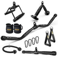 LAT Pulldown Attachments Combo, Cable Machine Accessories with Curl Pulldown Bar, Fit Most Gym Machines, Made of Heavy Duty Solid Steel - color: Black