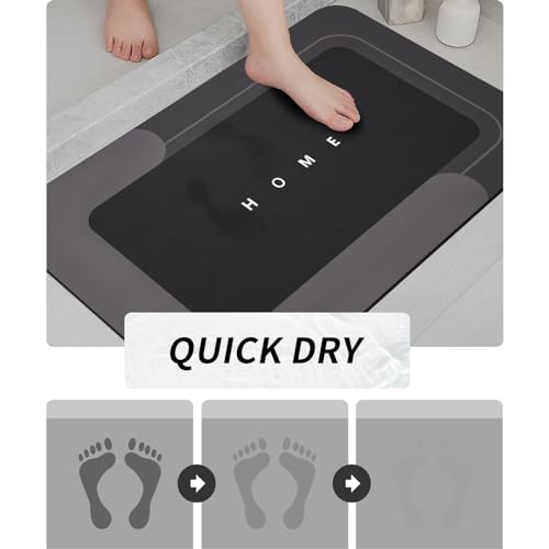 Housego Absorbent Bath Mat, Quick Dry Bath Rug, Non-Slip, 3PCS, Black | 3PCS Absorbent Bath Mat Magic Rug Sets; Quick Drying Bath Mat Non-Slip Floor Rug Rubber Backed for Bathroom Kitchen Shower - color: Black, size: 3 PCS