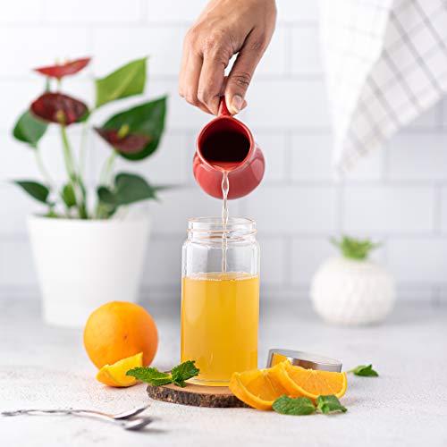 Juice Bottles - 4 Pack Wide Mouth Glass Bottles with Lids - for Juicing, Smoothies, Beverage Storage - 10oz Glass Water Bottles, BPA Free, Stainless Steel Lids, Leakproof, Reusable, Borosilicate - size: 10 oz