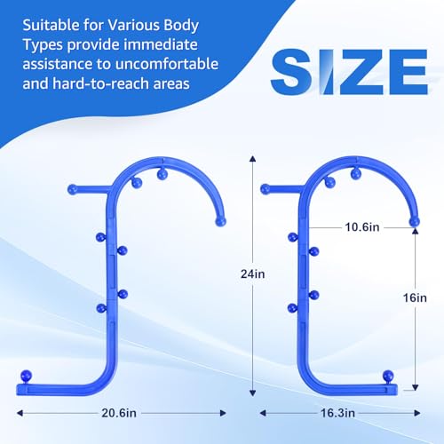 Trigger Point Massage Tool,Two Shapes Handheld Back and Neck Massager for Pain Relief,Muscle Release Tool Manual Massage Hook Back Neck Shoulder Massager Blue - Gift for Women & Men - color: Blue