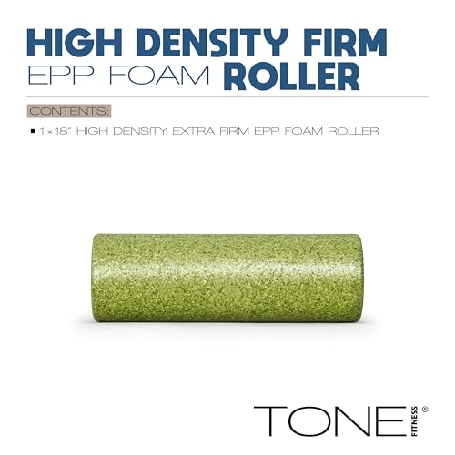 Tone Fitness High Density EPP Foam Exercise Foam Roller for Yoga, Pilates, Stretching, Massage, and Recovery | Multiple Sizes and Colors - color: Green, size: 18 Inch