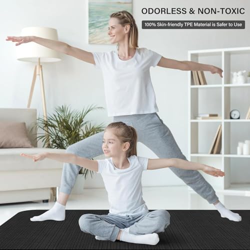 Large Exercise Mat for Home Workout, Extra Thick Workout Mat, High-Density Gym Mat for Cardio, Jump Rope, MMA, Weights - size: 84"L x 30" W