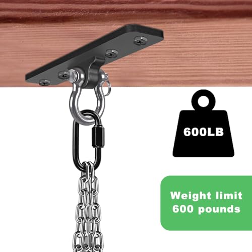 Dolibest Ceiling Mount Swing Hanger Heavy Duty Swing Set Hook for Porch Swing Hammock Chair Yoga Silk Suspension Straps Gymnastic Ring, Wall Anchor for Resistance Bands (900LB) - color: 4 Holes Ceiling Anchor With Carabiner