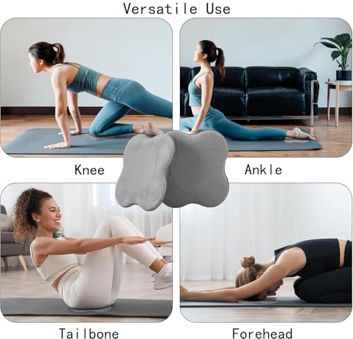 Yoga Knee Support Pad for Women Pilates Kneeling Cushion | Elbows Wrist Hands Head Foam Extra Thick Men Exercise Knees Pads Set of 6 Pieces - color: Gray
