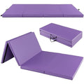 Goplus Gymnastics Mat, Folding Tumbling Mat with Carry Handles, Hook & Loop Fasteners, 4 Panels for Fitness Exercise Yoga Stretching Aerobics Workouts, Thick Gym Mats for Home - color: Purple