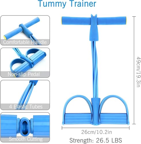 21 Fitness Resistance Bands-4 Tube Pedal Ankle Puller - 2023 New Sit up Leg Stretch Rope Exercise Bands with Handles, Stretching Workout Fitness Bands for Arm Weights Exercise Equipment - color: Purple