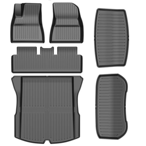 6-PCS All-Weather TPE Floor Mats Compatible with 2024-2026 Model 3 Highland | Flexible, waterproof, stain-proof, anti-slip, easy-clean interior guards - size: Compatible with Model 3 Highland (6-Piece Set)