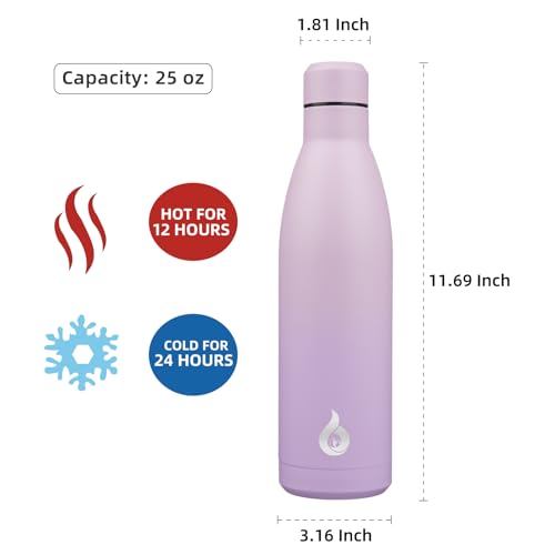 BJPKPK 25oz Insulated Stainless Steel Water Bottles Reusable Metal Travel Sports Water Bottle Keep Cold and Hot,Dreamy Purple - color: Dreamy Purple, size: 25 Ounces