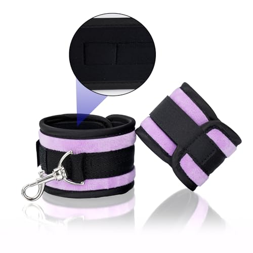 Heavy Duty Stainless Steel Expandable Spreader Bar with 4pcs PU Black--Pink Skull Pattern Detachable Adjustable Straps,Workout Bar for Home Indoor Gym Training Kit - style: Silver+Purple Furry Kit