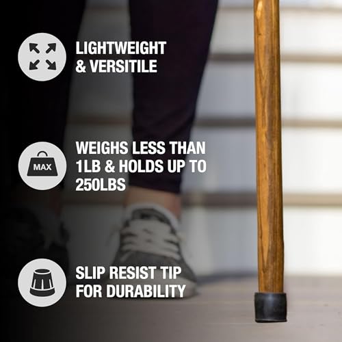 Handmade Wooden Walking Cane for Men Women Seniors with Genuine Leather Wrist Strap for Hiking, Walking and Outdoor Trekking - Made in USA - size: 48" - Medium Adult, style: Pace Setter