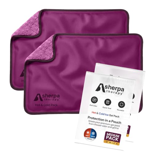 Medium Flexible Gel Ice Packs Reusable - Hot and Cold Soft Ice Packs for Injuries Reusable for Ankle, Arm, Foot, Leg, Back Pain Relief - 8" x 12" - 2PK - Purple - size: Medium (2 pack), style: Purple